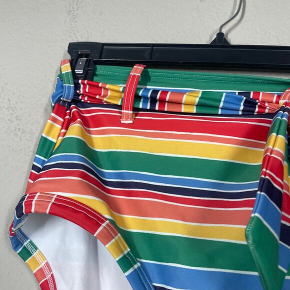 ModCloth XL The Greta High Waisted Bikini Bottom Rainbow Stripe Tie Side - Picture 5 of 9